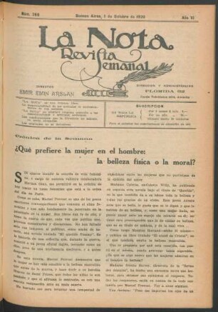 Crónica de la semana : ¿Qué prefiere la mujer en el hombre: la belleza física o la moral?