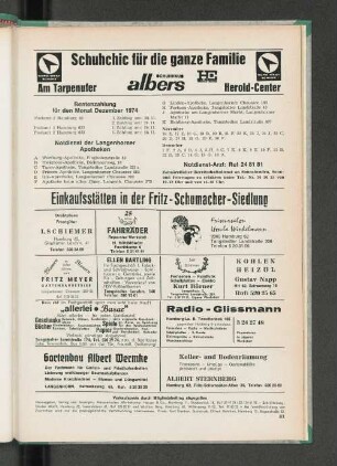 Rentenzahlung für den Monat Dezember 1974