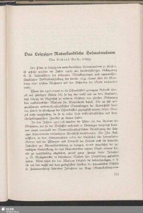 Das Leipziger Naturkundliche Heimatmuseum