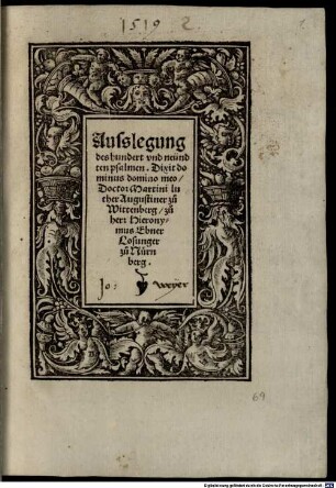 Ausslegung des hundert und neündten psalmen, Dixit dominus domino meo