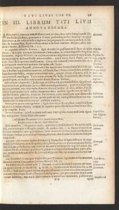 In III. Librum Titi Livii Annotationes.