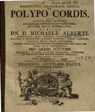 Dissertatio Inauguralis Medica, De Polypo Cordis