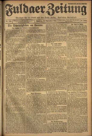 Erste Ausgabe vom Sonntag, den 22. November 1925.