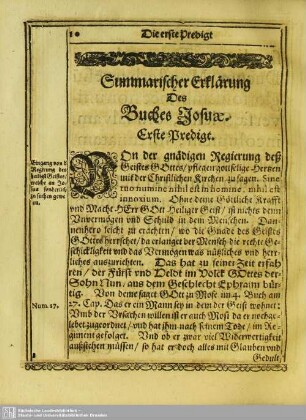 [Des Buches Josuae. Erste Predigt]
