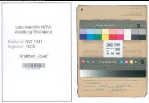 Entnazifizierung Josef Krabben , geb. 22.03.1905 (Weber)
