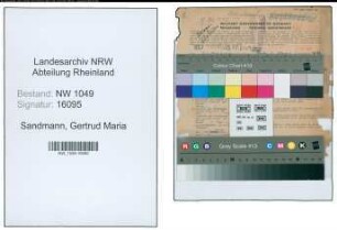 Entnazifizierung Gertrud Maria Sandmann , geb. 13.11.1897 (Lehrerin)
