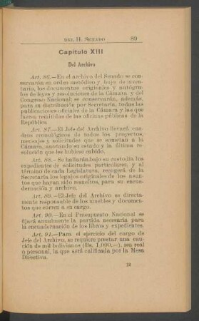 Capítulo XIII - Del Archivo