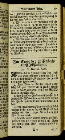 Am Tage der Offenbahrung Jesu Christi.