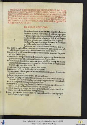 Liber I. Ex libris metaphysicae.