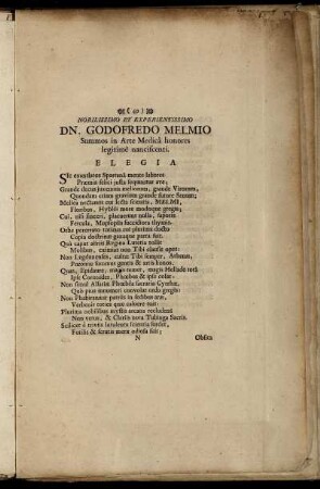 Noblissimo Et Experientissimo Dn. Godofredo Melmio ... - Applausus.