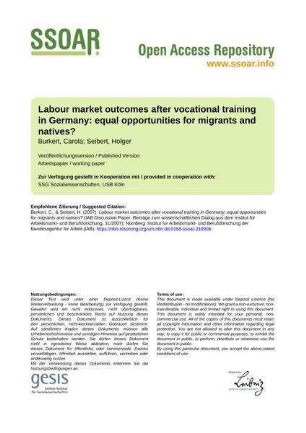 Labour market outcomes after vocational training in Germany: equal opportunities for migrants and natives?