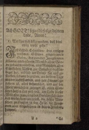 Ach Gott! segne dieses zu deinem Lobe, Amen!