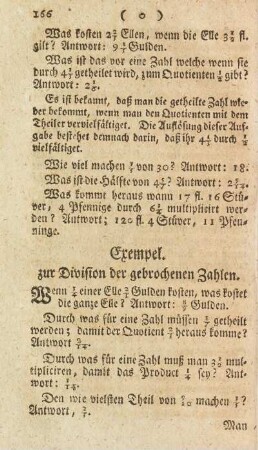 Exempel zur Division der gebrochenen Zahlen