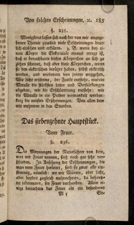 185-199, Das siebenzehnte Hauptstück. Vom Feuer.