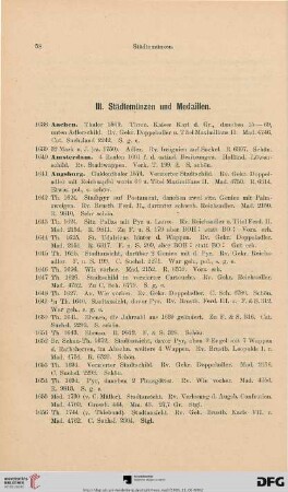 III. Städtemünzen und Medaillen (Nr. 1638-1968)