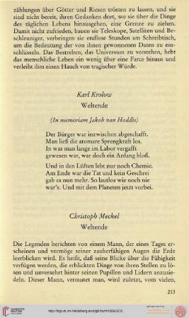 Christoph Meckel: Weltende