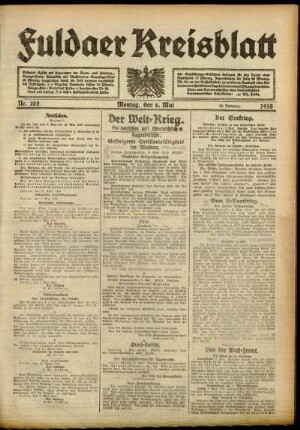 Ausgabe vom Montag, den 06. Mai 1918.