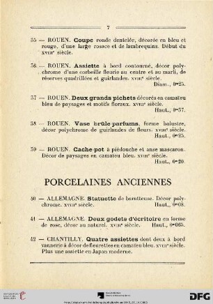 Porcelaines anciennes (Nr. 40-108)