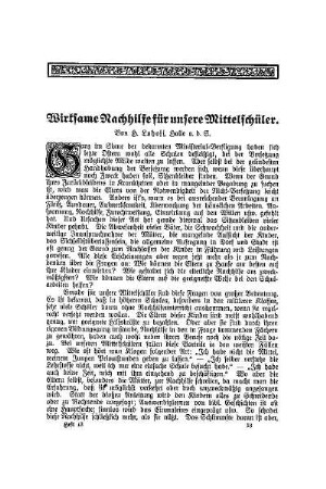 Wirksame Nachhilfe für unsere Mittelschüler