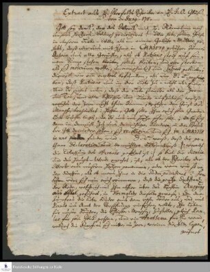 Schreiben von Johann Wilhelm Überfeld an Johann Otto Glüsing.