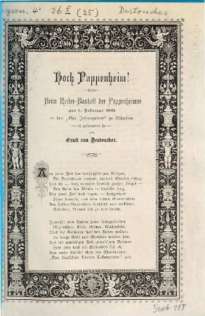 Hoch Pappenheim! : beim Reiter-Bankett der Pappenheimer am 1. Februar 1881 in den "Vier Jahreszeiten" zu München gesprochen