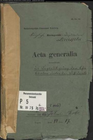 Belegakten zu den Zivilstandsregistern der Dissidenten mit den Orten Erndtebrück, Laasphe, Oberndorf, Richstein, Rückershausen und Weide (G 1853-1874)