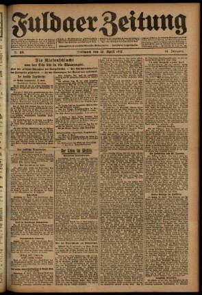 Ausgabe vom Mittwoch, den 18. April 1917.