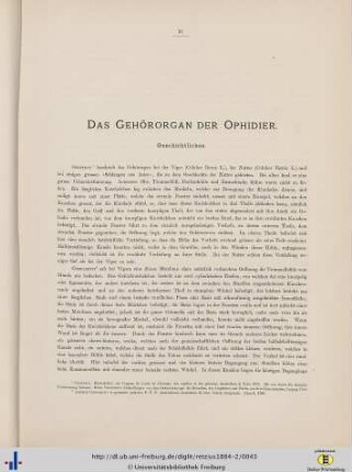 Das Gehörorgan der Ophidier.