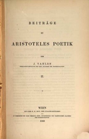Beiträge zu Aristoteles' Poetik. 2
