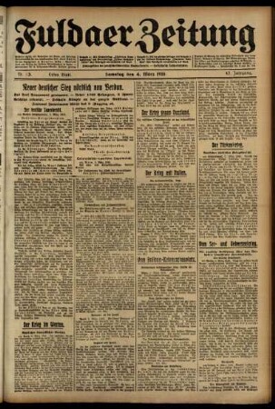 Erste Ausgabe vom Samstag, den 04. März 1916.
