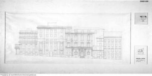 Entwürfe zum Neubau der Bibliotheca Hertziana, Aufriß der Fassade zur Via Gregoriana