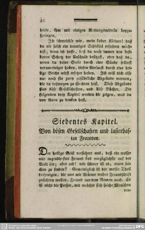 Siebentes Kapitel. Von bösen Gesellschaften und lasterhaften Freunden