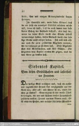 Siebentes Kapitel. Von bösen Gesellschaften und lasterhaften Freunden