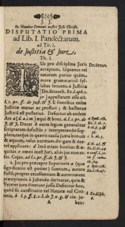 Disputatio Prima ad Lib. I. Pandectarum.