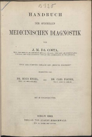 Handbuch der speciellen medicinischen Diagnostik