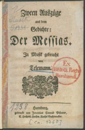 Zween Auszüge aus dem Gedichte: Der Messias