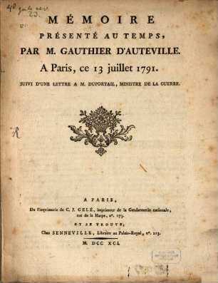 Mémoire présenté au temps