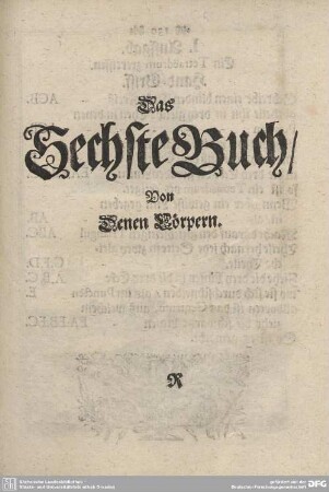 Das Sechste Buch/ Von Denen Cörpern.