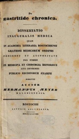 De gastritide chronica : Diss. inaug. med.