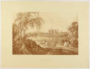Das Schloss Moritzburg, Blick aus südlicher Richtung, aus der Mappe: Dresdens Umgebung in Landschaftsbildern, Anfang 19. Jahrhundert