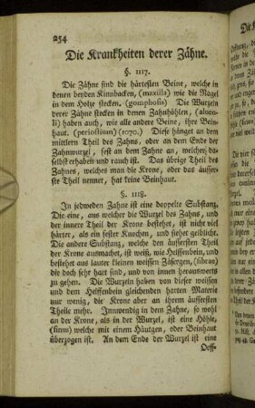 Die Krankheiten derer Zähne.