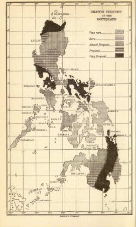 Relative frequency of the earthquakes