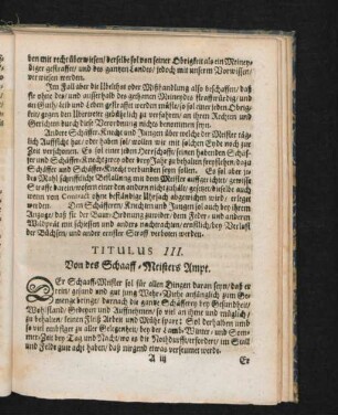 Titulus III. Von des Schaaff-Meisters Ampt.