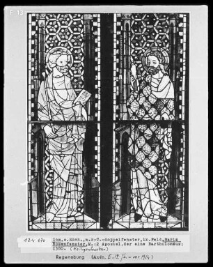 Fenster s XIII, Mariä-Rosenfenster, gestiftet von Alfred Melder? Felder: Szenen aus dem Marienleben