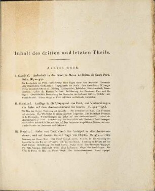 Inhalt des dritten und letzten Theils