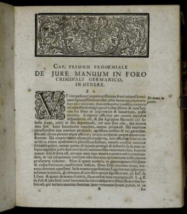 Cap. Primum Proœmiale De Jure Manuum In Foro Criminali Germanico, In Genere.