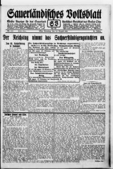 Sauerländisches Volksblatt : aeltester Anzeiger des Sauerlandes : ueber 100 Jahre Heimat- und Kreisblatt im Kreise Olpe : Tageszeitung für Politik, Unterhaltung und Belehrung