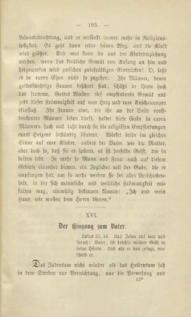 XVI. Der Hingang zum Vater
