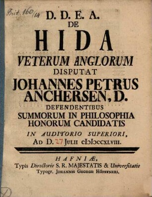 De Hida veterum Anglorum : Dissertatio