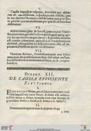 Disput. XII: De Caussa Efficiente Electionis